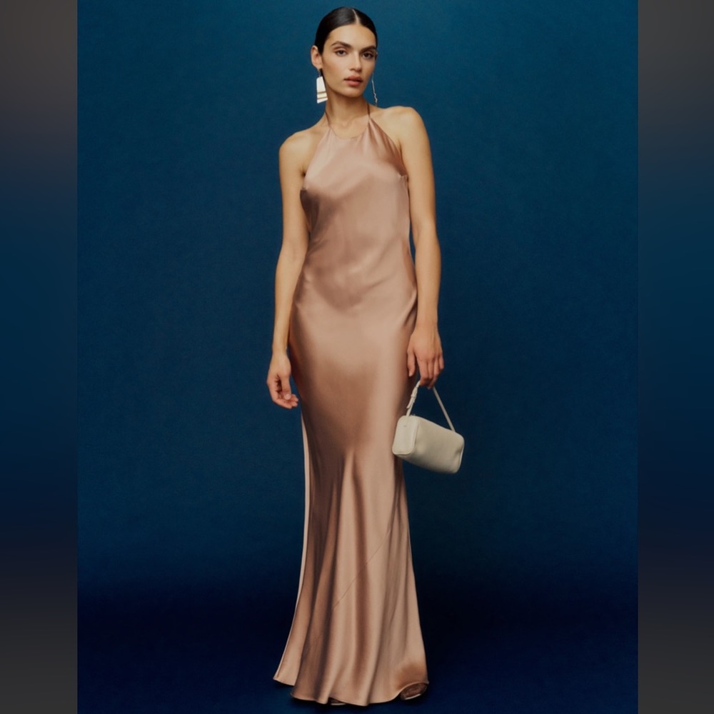 Reformation Satin Maxi Dress in Champagne